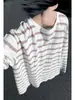 Novedad Otoño 2026 Camiseta de Manga Corta Rayas Oversize Cuello Redondo Estilo Hong Kong M-5X HT26727-TeP26