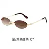 Nuevas Gafas de Sol Ovaladas Fotocromáticas Sin Marco para Mujer, Gafas de Sol con Protección UV para Celebridades de Internet Transfronterizas, Gafas Anti-Luz Azul, Marca Famosa