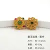 Accesorios de Jaspe Natural Plata S925 Chapada en Oro Pulsera de Trébol de Cuatro Hojas Colgante para Cadena Adornos DIY Hechos a Mano Cuentas Productos Semiacabados