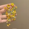Pendientes de Flor Coloridos Dopamina para Mujer Primavera 2025 Nuevos Pendientes Estilo Resort Junto al Mar Clip de Oreja Exagerado Joyería para Oreja