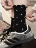 Estilo Dulce Encaje de Oreja de Madera Floral Pequeño Estilo Japonés Calcetines Sin Costuras de Media Pantorrilla para Mujer Primavera Verano Calcetines Holgados Calcetines Coquetos