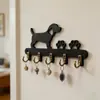 Colgador multifuncional de pared con diseño de huella de perro para mascotas, transfronterizo, con 5 ganchos, soporte para correa, estante de almacenamiento para decoración de pared