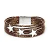 Pulsera Y2K Hot Girl Multicapa Estrella de Cinco Puntas Brillo Fino Subcultura Versátil Retro Piel Sintética Hebilla Magnética