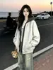 Sudadera con capucha y cremallera de color liso, estilo retro, moderna, de nicho, con personalidad, forro de dos piezas, para mujer, nuevo top casual de otoño/invierno