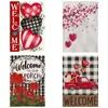 Decoración de Jardín Temática del Día de San Valentín Bandera de Bienvenida Bandera de Jardín de Lino de Doble Cara Decoración para Exteriores Bandera de Bienvenida Impresa En Stock