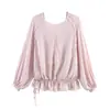 Nueva Moda de Verano para Mujer Estilo Europeo y Americano Comercio Exterior Versátil Camisa de Manga Larga de Encaje en Capas