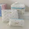 Bolsa de Maquiagem Pequena com Laço Fresco para Mulheres Grande Capacidade Estudante Portátil de Mão para Armazenamento Bolsa de Higiene Pessoal para Viagem