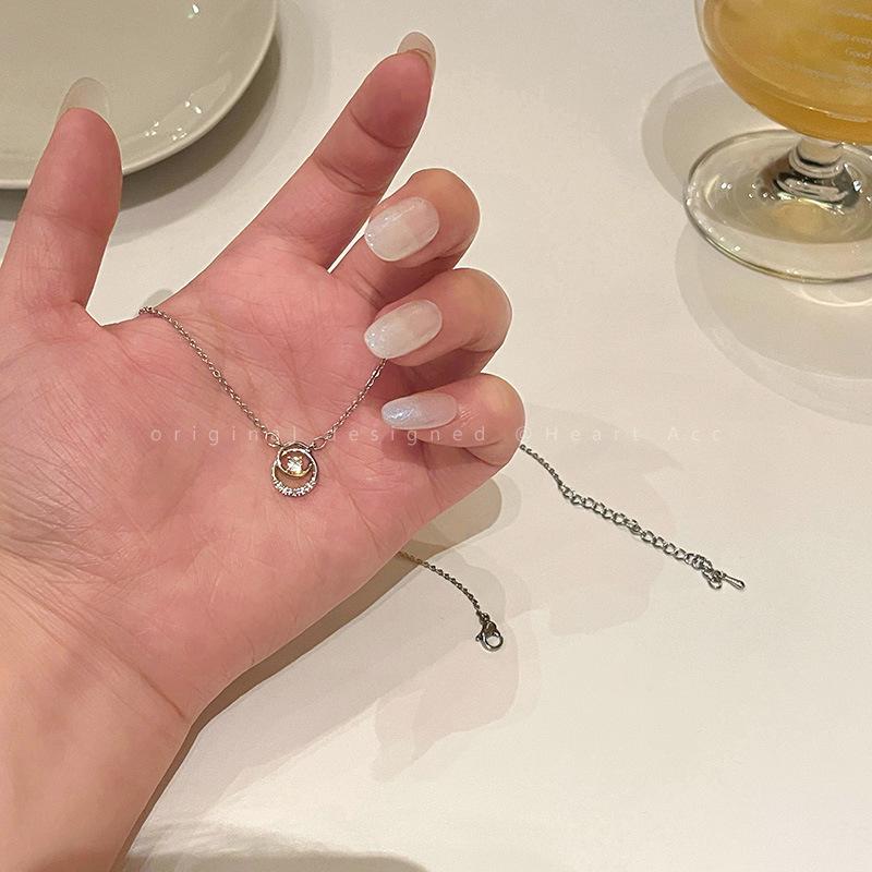 几何圆环锆石项链女ins简约气质高级感网红配饰小众百搭锁骨链