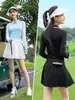 Ropa de Golf para Mujer Polo de Seda Helada de Manga Larga Ropa de Primavera y Verano Camiseta de Tenis para Mujer Top Falda Corta Conjunto de Ropa