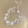Pulsera Deslizante Exquisita de Flor de Cuatro Hojas de Cristal para Mujer, Lujo Accesible, Pulsera Elegante de Gama Alta, Accesorios Apilables, Joyería de Mano-
