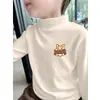 Y2112# camiseta interior para niño con forro polar otoño e invierno nueva de terciopelo para niño Joker blanco estilo western cuello semi-alto manga larga