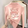 Ropa interior base con forro polar para niñas, nueva colección otoño/invierno 2026, estilo coreano, moderna, para niños mayores, cuello semi-alto, camiseta de manga larga con forro polar