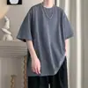 Camiseta de manga corta color vino para hombre, verano, estilo americano, retro de secundaria, marca de moda, versátil, cómoda, para pareja, joven, camiseta de media manga