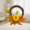 Corona Artificial con Girasoles, Hojas de Arce, Calabazas, Bayas Rojas, Círculo de Enredadera Colgante de Puerta para Acción de Gracias, Halloween, Decoraciones Festivas, Navidad