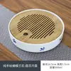 Bandeja de té pequeña estilo japonés con almacenamiento de agua, Bandeja de bambú resistente para uso doméstico, Juego de té redondo con drenaje de agua, Plataforma de secado para preparación de té