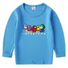 Camiseta de algodón para niños, estilo coreano, primavera y otoño, 2023, cuello redondo, manga larga, para bebés y niños