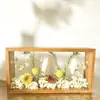 Moldura de foto DIY com flores secas, oca, estéreo, dupla face, feita à mão, decoração de mesa, moldura de foto em acrílico, decoração de presente de aniversário