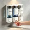 Dispensador de champú y gel de ducha para baño transfronterizo, montado en la pared, instalación sin taladro, dispensador de jabón para hoteles, botella con bomba para lavado de manos