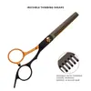 Set de Tijeras Profesionales para Cortar el Cabello al por Mayor Personalizado para Estilistas 6 Pulgadas Negro Dorado Tipo Dividido Diente Recto Herramientas para Cortar el Cabello