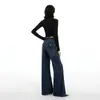 Jeans naranja joven # De tiro alto, ligeramente acampanados para mujer, con un ajuste cómodo y no restrictivo, diseñados para estilizar, cubrir las caderas, y son modernos y versátiles, con un diseño de moda de largo hasta el suelo