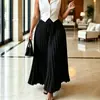 D650 Ropa europea y americana transfronteriza para mujer, falda larga plisada elástica de cintura alta con dobladillo amplio y caída elegante, falda africana de talla grande