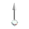 Aleación de Titanio F136 Zircón 5A Cono Puntiagudo Uña de Labio Pendientes de Rosca Interna Joyería para Piercing de Uña de Tigre Pendientes