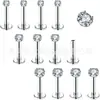 Brincos de Titânio F136 com Rosca Interna, Piercings de Osso da Orelha com Pedra, Bases para Piercing de Lábio, Joias de Piercing de Titânio F136, Estilo Minimalista