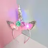 Venta al por mayor de fábrica Diadema Luminosa de Unicornio para Fiesta Infantil de Vacaciones Halloween Alas de Ángel Arcoíris Adorno para la Cabeza