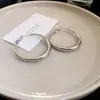 Brincos Ovais Simples de Agulha de Prata Metal Frio Argola de Orelha Leve Luxo High-end Moda Brincos Senso de Design Nicho