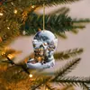 Chaveiro Pingente de Bolsa Acrílico Transfronteiriço Papai Noel e Boneco de Neve de Natal Pendente para Retrovisor de Carro