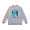 Moletom fino de terry para comércio exterior transfronteiriço, para homens e mulheres, estação outono, com estampa de letras homem-macaco e camuflagem, caimento solto, gola redonda, pulôver, moderno