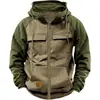 Sudadera con capucha de cremallera y bloques de color para hombre, nueva para otoño/invierno, estilo juvenil deportivo con diseño de bloques de color, versátil con bolsillos y forro polar