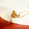 Colar Ouyini S925 Todo em Prata com Pingente de Moeda Cabacinha Oca, Versátil para Mulheres, Luxo Leve, Moda de Alta Qualidade Atacado