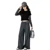 Pantalones de Chándal para Niñas Primavera y Otoño 2026 Nuevos Casuales Estilo Coreano Ligeramente Acampanados de Punto para Niñas Mayores, Ropa Infantil Transfronteriza