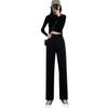 Pantalones de Pierna Ancha para Mujer 202 Otoño y Verano Nuevo Pantalón Largo hasta el Piso de Cintura Alta con Drapeado Negro Otoño e Invierno Talla Grande Pantalón Recto Pantalón de Traje