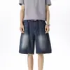 Shorts de mezclilla retro americanos para hombres y mujeres, marca de moda, lavados, tacto de alta gama, corte holgado, versátiles, shorts de mezclilla casual de pierna ancha