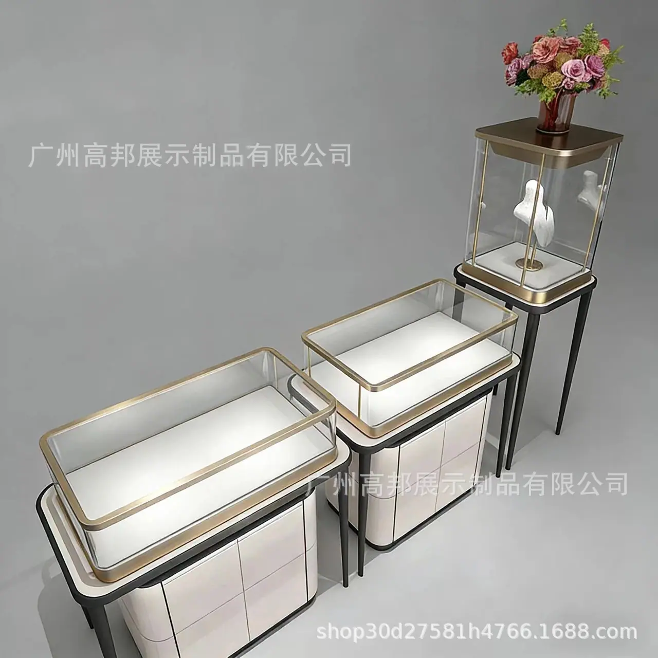 高端展示柜香水台玻璃展示柜透明展台护肤品展台柜台珠宝加工定制