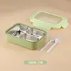 Simple Lonchera de Acero Inoxidable para Estudiantes de Primaria, Lonchera Sellada con Espacio para Arroz, Lonchera de Gran Capacidad con Compartimentos para Cubiertos para Trabajadores de Oficina