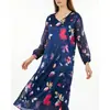 2026 Amazon TEMU Europeo y Americano Tallas Grandes Primavera/Verano Vestido Elegante Largo para Mujer Cuello Redondo Estampado Manga Larga