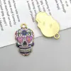 Amazon Transfronteiriço Pingente de Liga de Zinco Esmaltado de Caveira Iridescente Pulseira de Joias DIY Colar Chaveiro Pequenos Acessórios