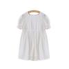 Roupa Infantil Coreana Vestido de Verão 2024 para Meninas Estilo Dama Elegante Jacquard Vazado Fita de Laço Vestido Longo