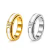 Anillo Rotatorio Temu Xi Yin de Acero Inoxidable de 6 mm Incrustado con Nácar y Diamantes para Mujer, Nicho, Lujo Ligero, Tacto de Alta Gama, Anillo Dorado