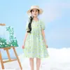 Nuevo Vestido Floral de Verano para Niñas 2026, Vestido Burbuja Dulce y Fresco para Niñas Mayores, Algodón Seda