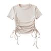 Camiseta corta de verano con cuello redondo y cordón ajustable para mujer europea y americana C76408