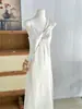 Vestido rosa de feltro fino para mulheres, verão, fino, para usar por baixo, com caimento, justo, longo, cetim de acetato, branco de fada, outros