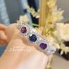 Elegante Pulseira de Amethysto Natural Sintético Moda Feminina Alto Padrão Floco de Neve Full Diamond Pulseira Colorida Turmalina Cor Tesouro Fecho