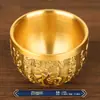 Jarra de Vino Doble Pez Amarillo Puro, Jarra Baifu para el Hogar y Juego de Copas de Vino, Dote de Boda, Ofrendas de Boda, Decoraciones para Muebles