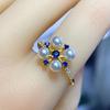 Accesorios DIY S925 plata esterlina lujo ligero anillo de perlas con diamante azul soporte vacío accesorios soporte para anillo hecho a mano abertura 4-5