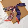 Bufanda de Seda Retro Francesa Primavera y Otoño para Mujer Lazo Largo para Bolso Cinta Flor de Lazo Estilo Extranjero Moda Diadema Larga Pequeña