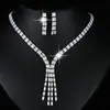 Conjunto de Collar y Aretes con Borlas de Pedrería Estilo Europeo y Americano de Venta Caliente Transfronteriza, Accesorios de Vestido de Lujo de Alta Gama con Pedrería
